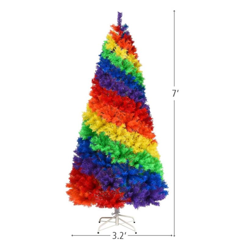 Hivvago 7 Feet Artificial Hinged Traditional Christmas Tree with Metal Stand