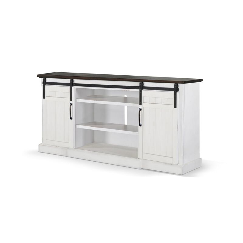 Orso TV Media Entertainment Console, Barn Doors, 78 Inch White