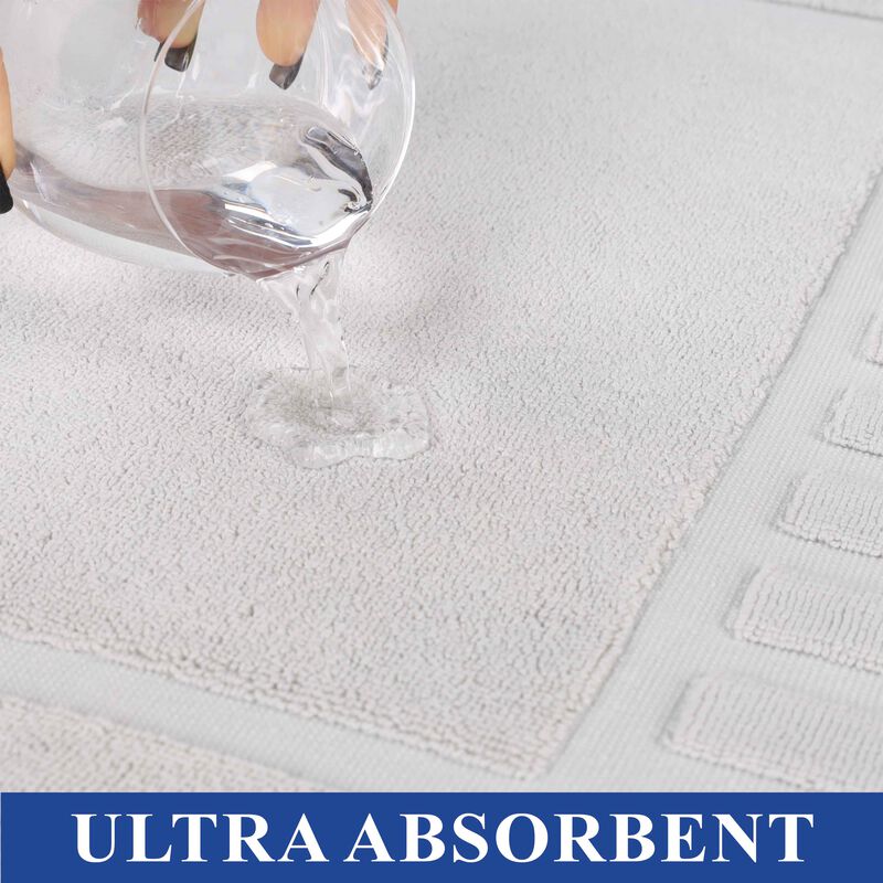 Modern Absorbent Cotton Bath Mat Set of 2 with Washable Fabric image number 2
