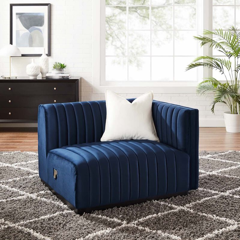 Conjure Channel Tufted Performance Velvet Right-Arm Chair image number 1