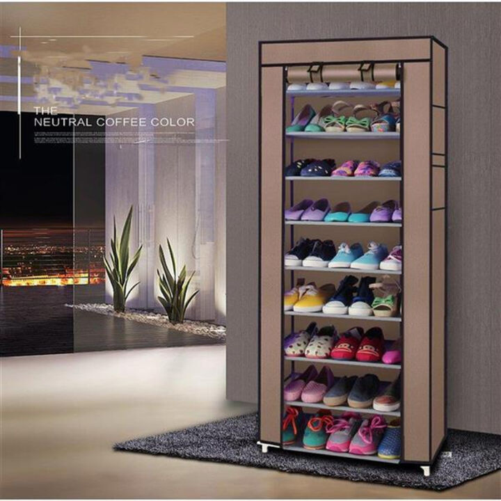 Portable 9-Lattices Non-Woven Fabric Shoe Rack, Space-Saving Storage Solution for Entryway & Bedroom
