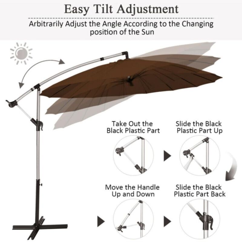 Hivvago 10 Feet Patio Offset Umbrella Market Hanging Umbrella for Backyard Poolside Lawn Garden