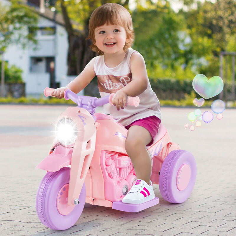 Kids 6V Electric Motorcycle Ride On Toy with Bubble Maker and Sound Effects image number 1