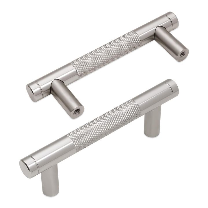 BUKOBYHE 20 Pack 3Inch Brushed Satin Nickel Kitchen Cabinet Handles Knurled Cabinet Pulls Drawer Pulls Kitchen Hardware