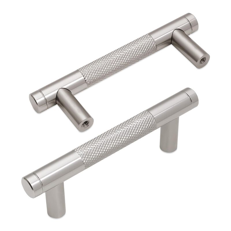 BUKOBYHE 20 Pack 3Inch Brushed Satin Nickel Kitchen Cabinet Handles Knurled Cabinet Pulls Drawer Pulls Kitchen Hardware