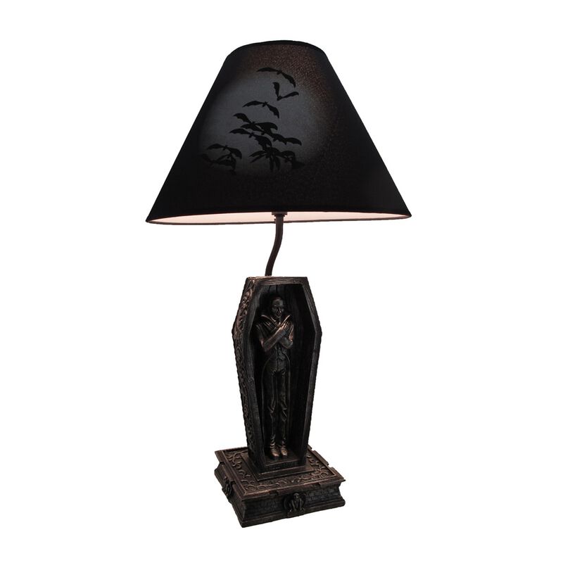Dark Dawning Vampire In The Coffin Black Table Lamp And Fabric Shade image number 0