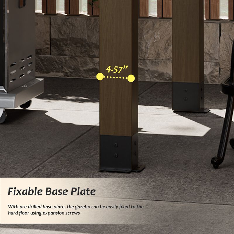 Mondawe 8 ft. x 6 ft. Cedar Hardtop BBQ Gazebo with Two Side Wooden Holder