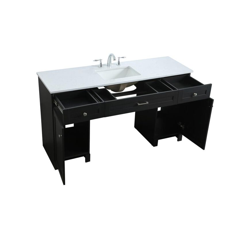 Elegant Kitchen and Bath 60 Inch ADA Compliant Bathroom Vanity In Black