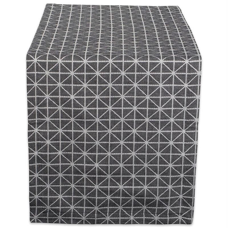 108" White and Black Geometric Rectangular Table Runner image number 1