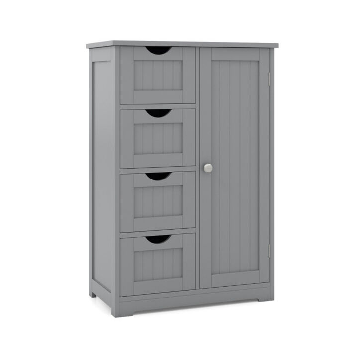 Standing Indoor Wooden Cabinet with 4 Drawers and Door Cabinet