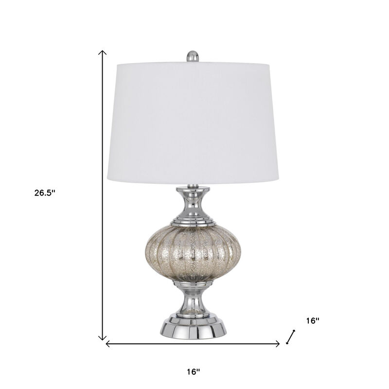 Hivvago 27" Silver Metallic Metal Table Lamp With White Empire Shade