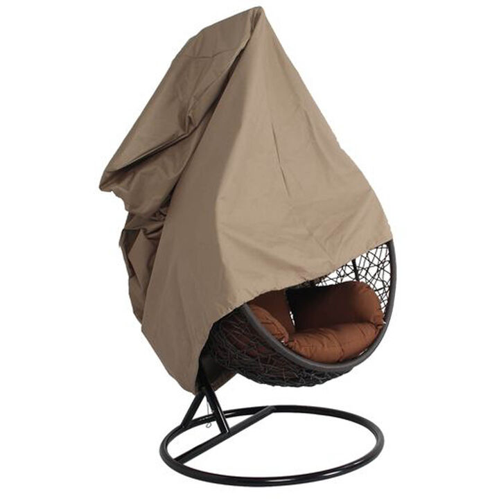 LeisureMod Hanging Single Egg Swing Chair Cover - Brown