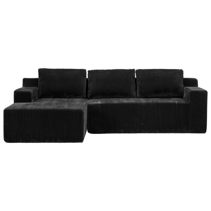 Losmek Modern L‑Shaped Corduroy Sectional Sofa