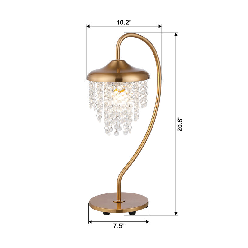 20.8" H Modern Gold Crystal Tassel Table Lamp Desk Lamp