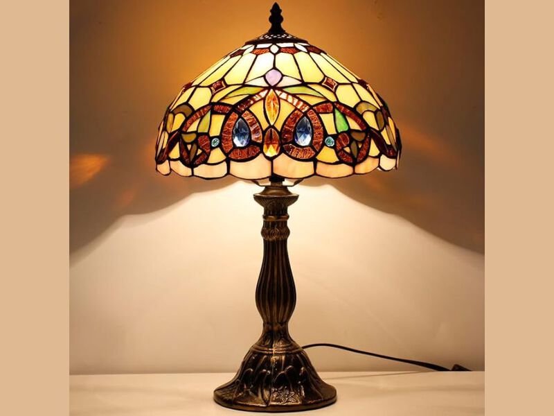 Tiffany Style Stained Glass Table Lamp Victorian Bedside Desk Reading Lamp image number 1