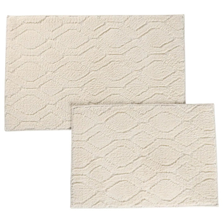 Set of 2 Washable Bath Rugs for Bathroom Floor Comfort