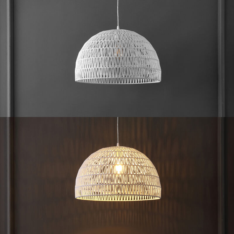 Campana Bohemian Modern Woven Rattaniron LED Pendant