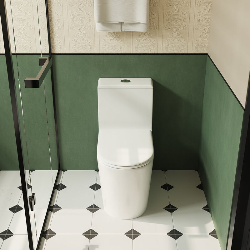 Bothwa Home 14.37"W CUPC Certified, One Piece Elongated Confort Height Toilet, Super Quite Flushing, Dual Flush, Ceramic, Watersense, Leak Resistant image number 1