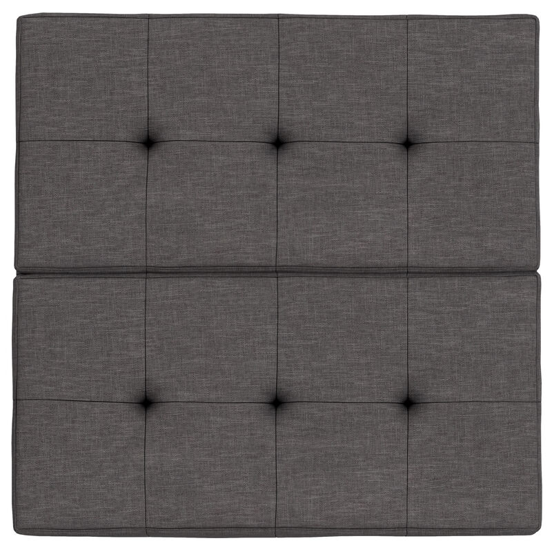 Dover 36 inch Wide Contemporary Square Lift Top Coffee Table Storage Ottoman in Slate Grey  Polyester Linen, Assembled