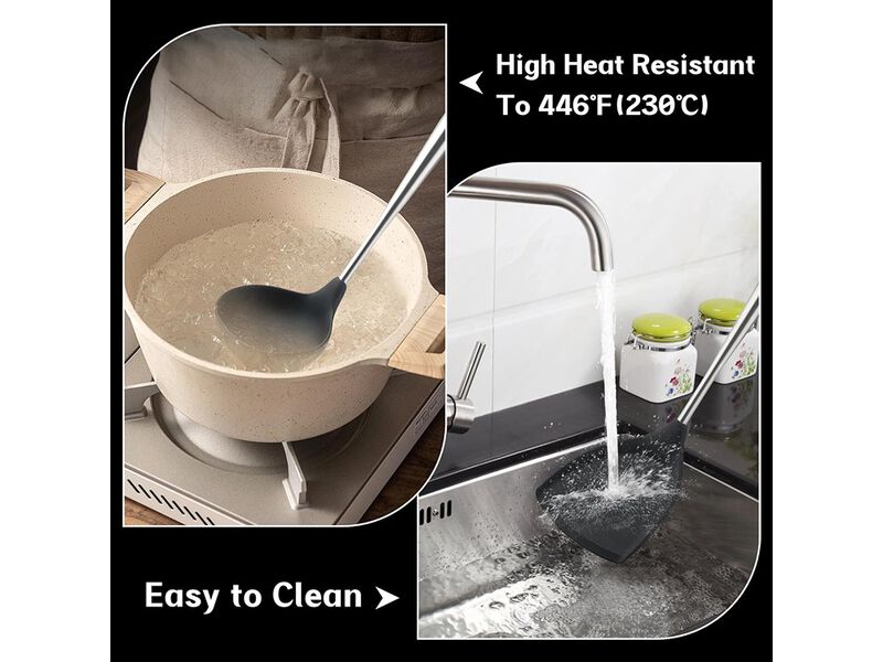 FJNATINH Silicone Wok Spatula and Ladle Tool Set