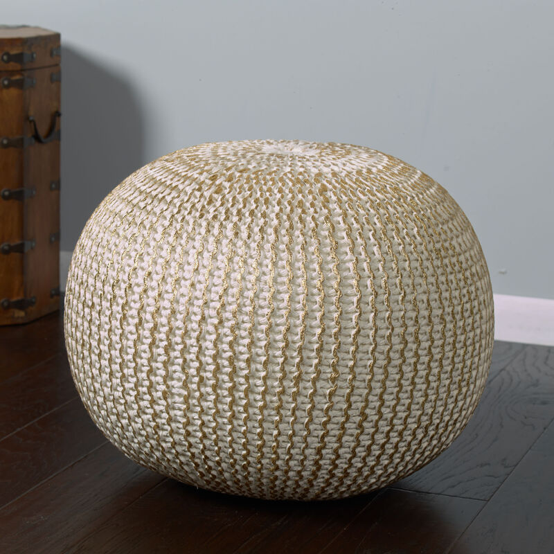Stylish Round Pouf Ottoman – Soft Cotton Floor Cushion and Footrest