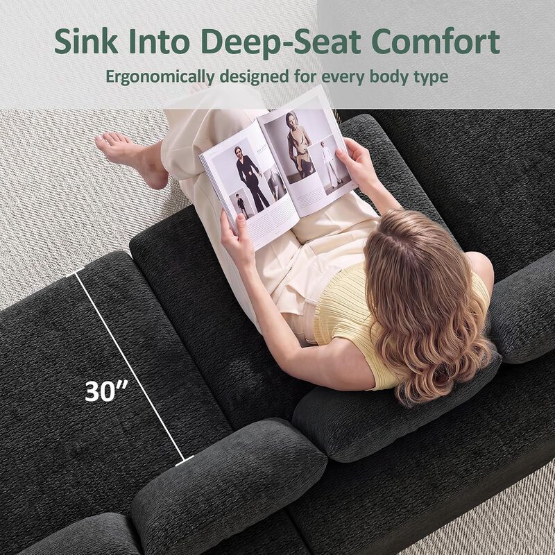 Vipbear 176" Oversized Modular Sectional Couch with Deep Seat, Chenille 6 Seater Living Room Sofa image number 4