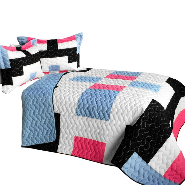 Queen Size 3 Piece Patchwork Quilt Set Wonderland Soft Bedspread Set