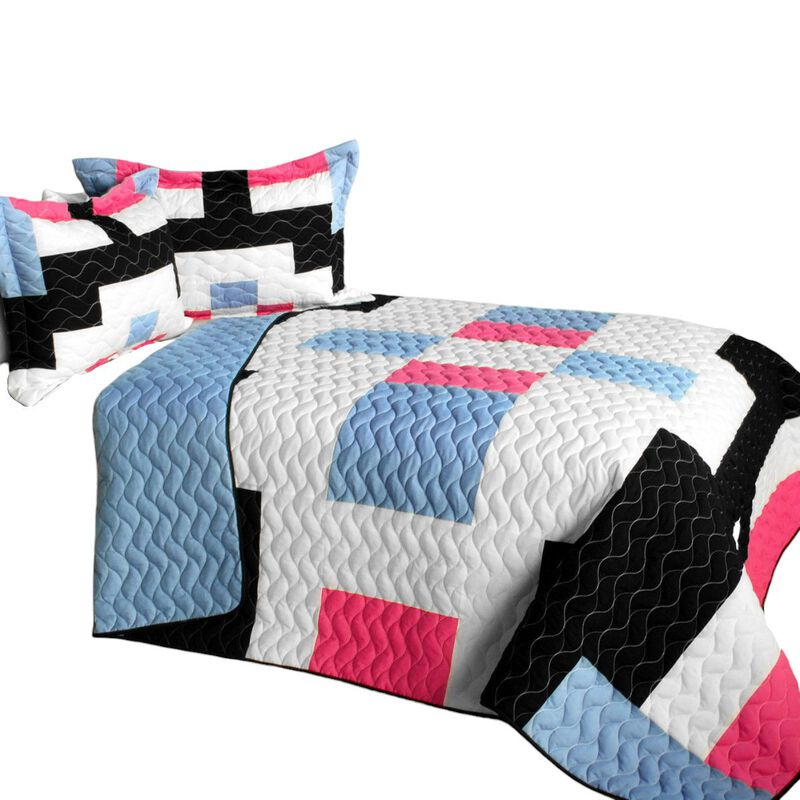 Queen Size 3 Piece Patchwork Quilt Set Wonderland Soft Bedspread Set image number 1