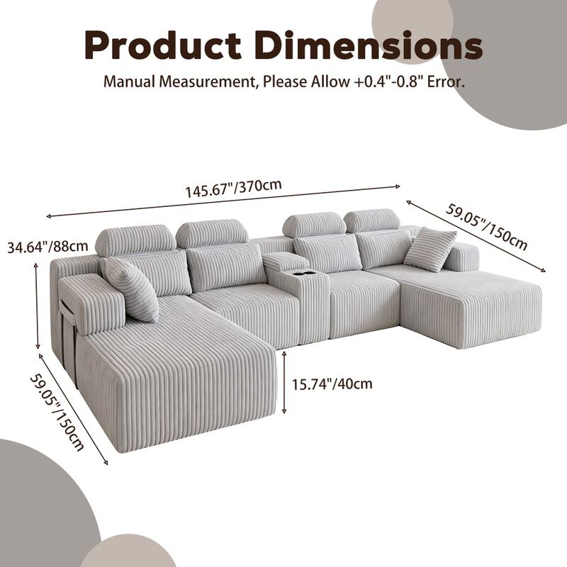 Kupkex U-Shaped Sectional Sofa image number 9