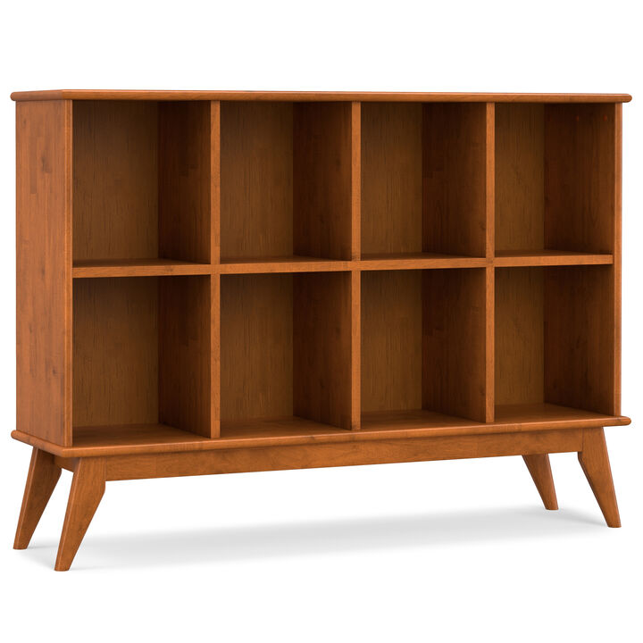 Draper SOLID HARDWOOD 57 inch Wide Mid Century Modern 8 Cube Storage Sofa Table in Teak Brown