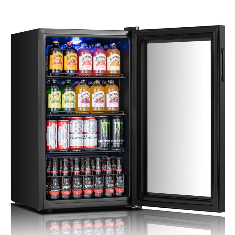Beverage Refrigerator Cooler, 130 Cans Freestanding Mini Beverage Fridge with Glass Door Beverage cooler for Home Office image number 1