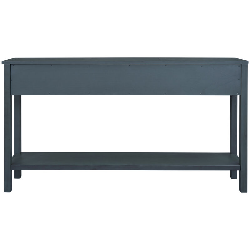 Whisen Rustic Entryway Console Table with Drawers and Bottom Shelf - Gray Wash