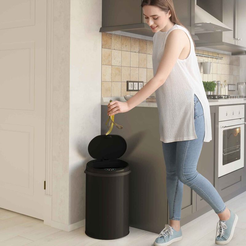 iTouchless 8 Gallon Black Sensor Trash Can