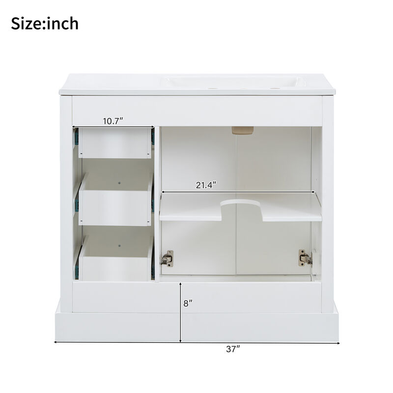 TATEUS 36-Inch Transitional Bathroom Vanity Ceramic Sink image number 7
