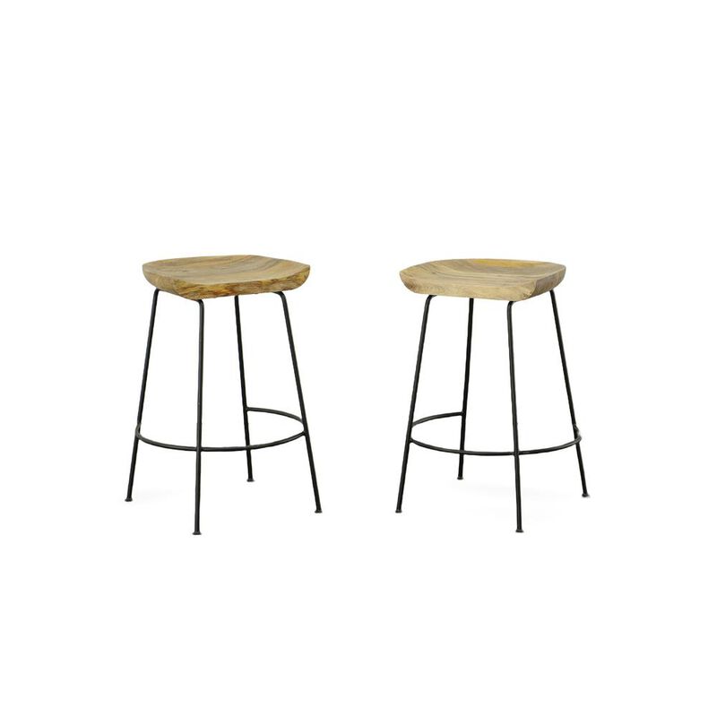 Carolina Living Diya 24.5 Counter Stool - Set of 2 - Natural Seat - Black Base