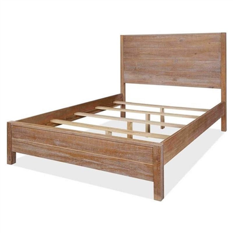 FarmHome Solid Pine Platform Bed – Rustic Wooden Frame with Sturdy Slats & Timeless Farmhouse Charm