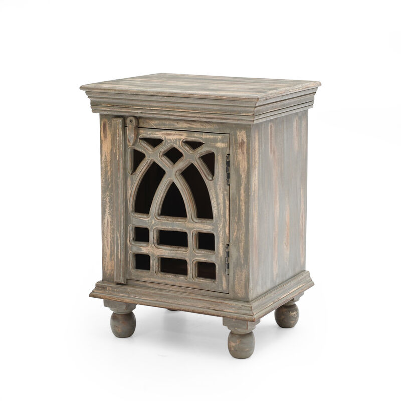 Merax Antique Grey Solid Mango Wood Nightstand