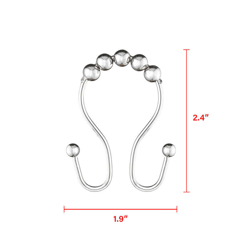 Stainless Steel Double Shower Curtain Hooks, Set of 12 image number 8