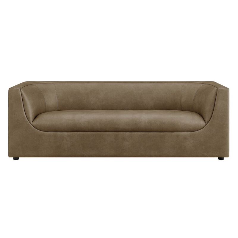 Hilda 86" Curved Back Vegan Leather Sofa image number 5