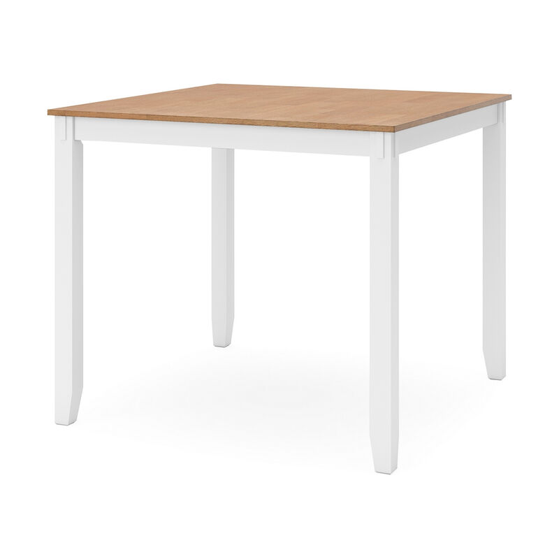 Gasy Counter Height Dining Table Set, 4 Ladderback Chairs, White Brown - Benzara