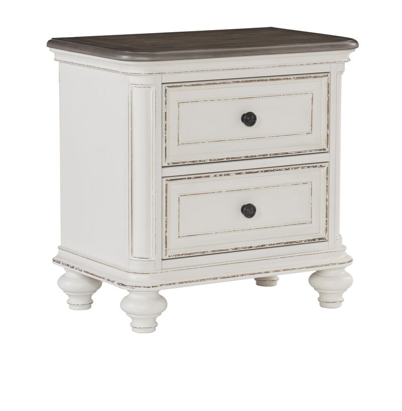 Streamdale Antique Nightstand in White and Gray