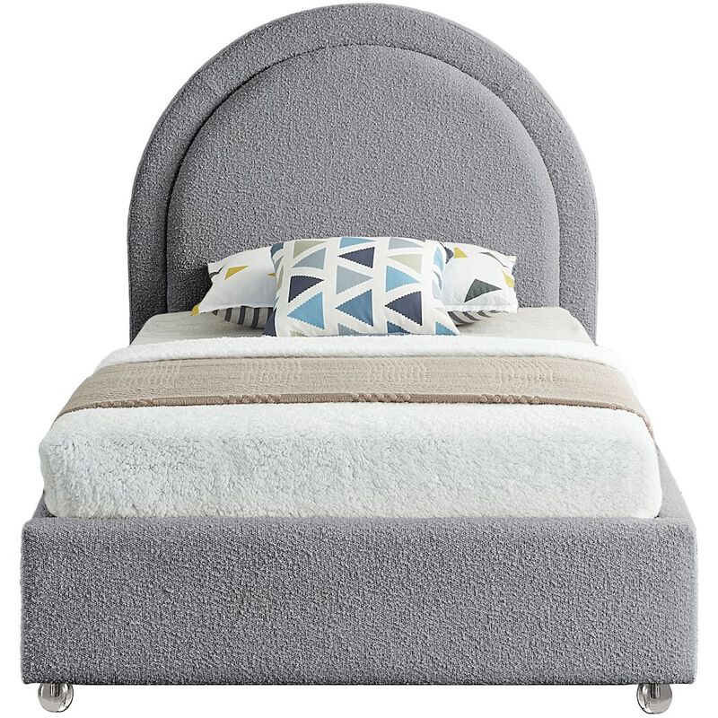 Meridian Furniture Milo Grey Fabric Twin Bed