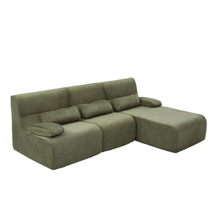Merax Corduroy Oversized Deep-Seat Sectional Sofa