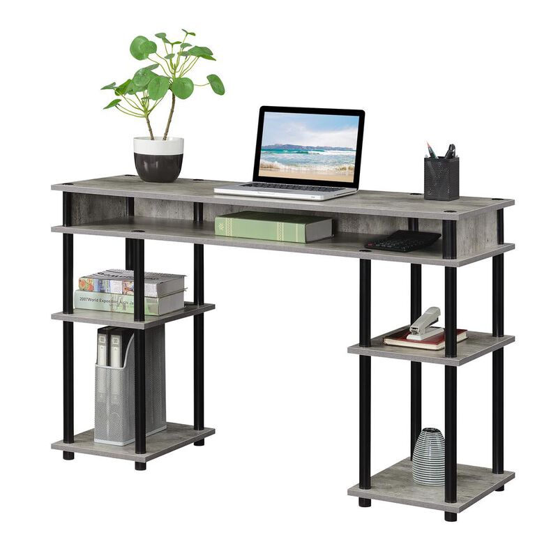 Convenience Concepts Designs2Go No Tools Student Desk with Shelves, Faux Birch/Black