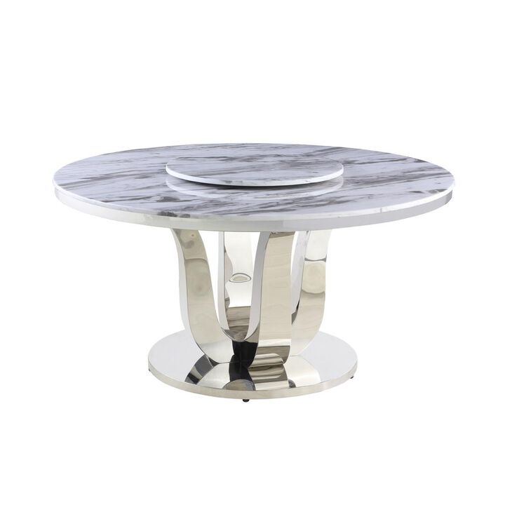 Best Quality Furniture White Lazy-Susan Round Marble Table