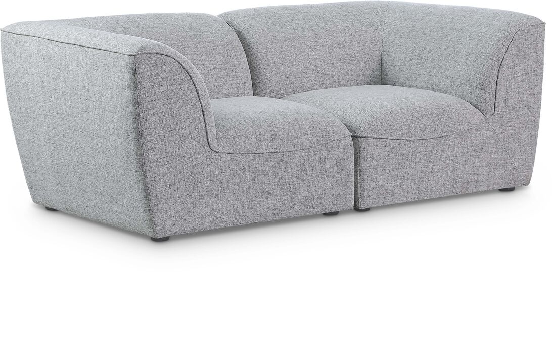 Meridian Furniture Miramar Grey Durable Linen Textured Modular Sofa