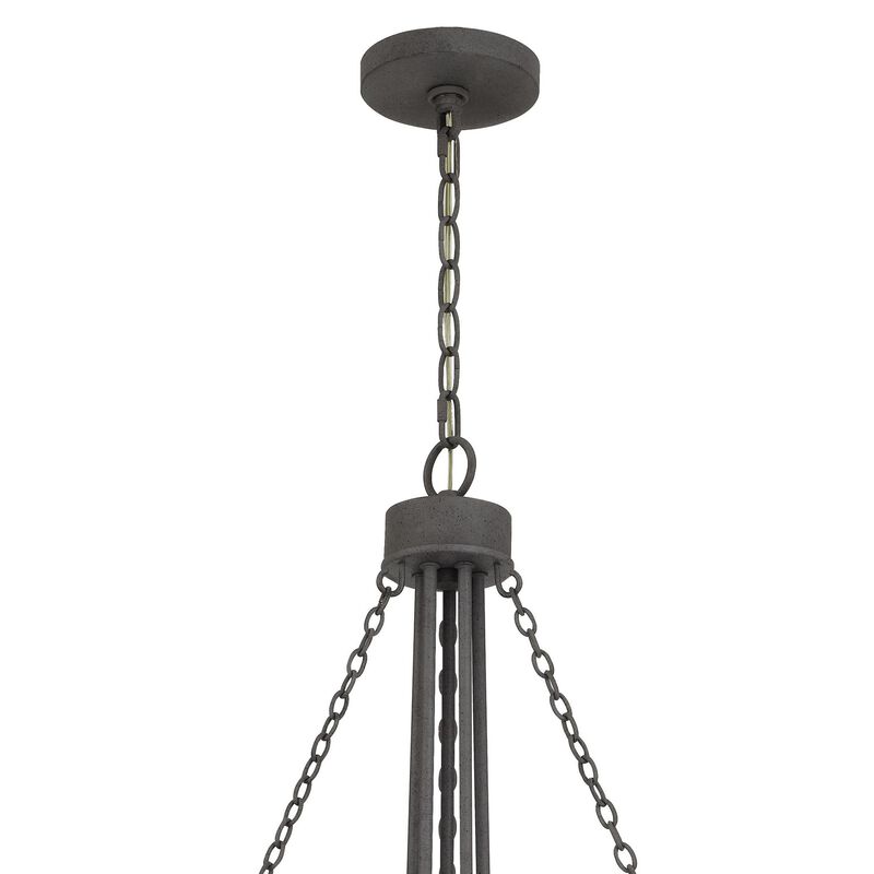 Nexy 24 Inch Chandelier, 5 Light Bulb Sockets, Gray Metal Cage Design - Benzara