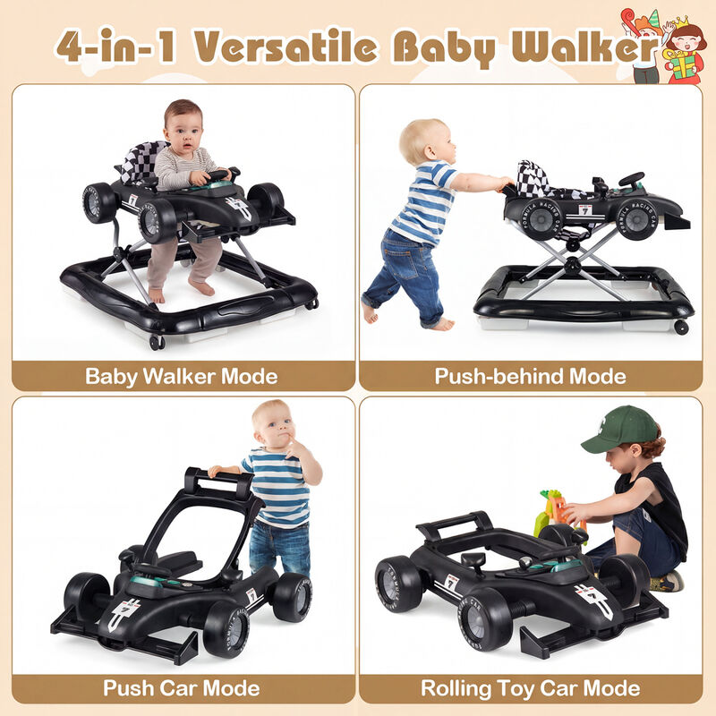 4-in-1 Adjustable Baby Walker with Activity Center and Music Box image number 6