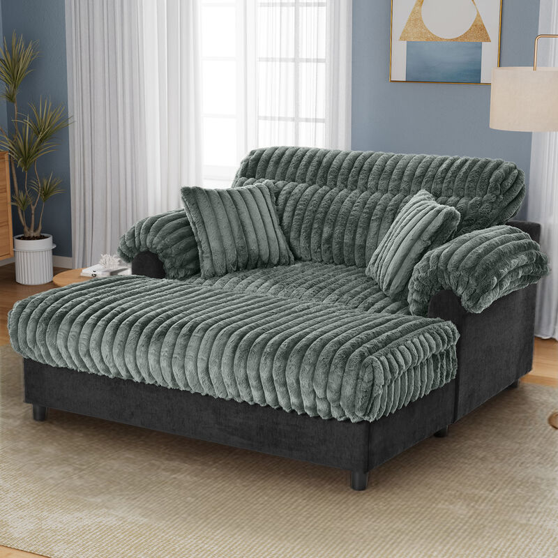 Merax Plush Faux Rabbit Fur Chaise Sofa image number 1
