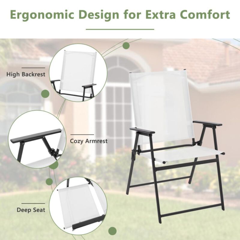 Hivvago 2 Pieces Patio Folding Chairs with Armrests for Deck Garden Yard